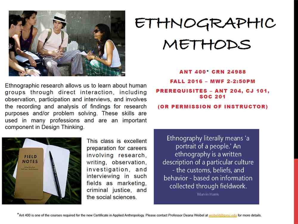Class Announcement: Ethnographic Methods